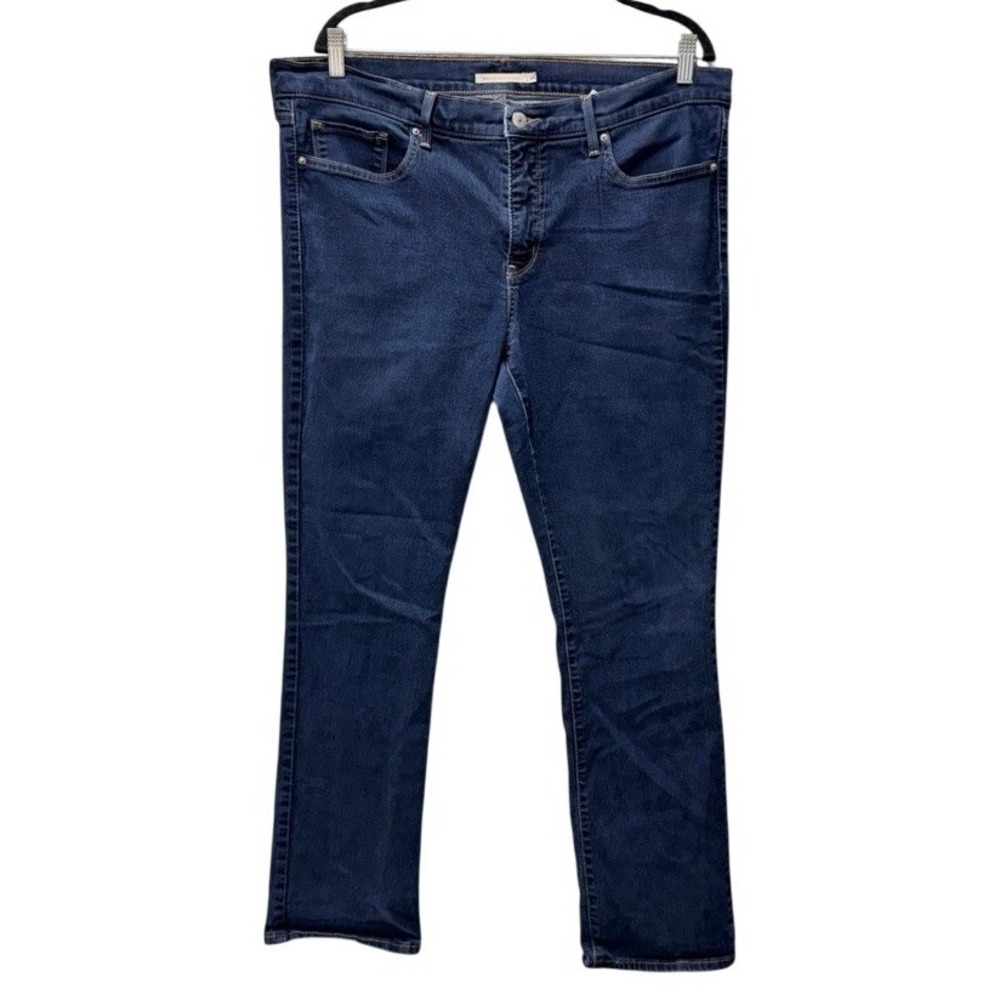 Levis 314 Shaping Straight Jeans Womens 34 Dark Wash Stretch Denim Blue